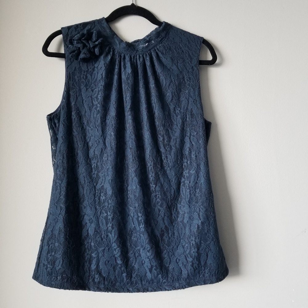 Sweet Pea NY & Co by Stacy Frati Navy Lace Blouse